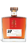 J.P. Wiser’s 27 Year Old Mizunara Oak Canadian Whisky bottle, featuring an elegant glass design with a black and gold label, and a black cap. The label highlights the premium 27-year aging and Mizunara oak cask finish. The whisky’s rich amber hue is visible through the clear bottle, set against a clean, white background. Limited edition Canadian whisky aged in rare Japanese Mizunara oak barrels.